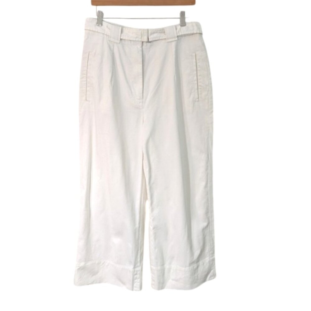 Banana Republic Cotton Blend High Rise Wide-Leg Pants Ivory Size 12